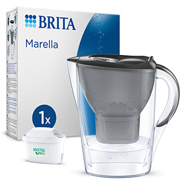 BRITA Wasserfilter-Kanne Marella graphit (2,4l) inkl. 1x MAXTRA PRO All-in-1 Kartusche – Tischwasserfilter zur Reduzierung von Kalk, Chlor, Blei, Kupfer & geschmacksstörende Stoffe im Trinkwasser im Sale